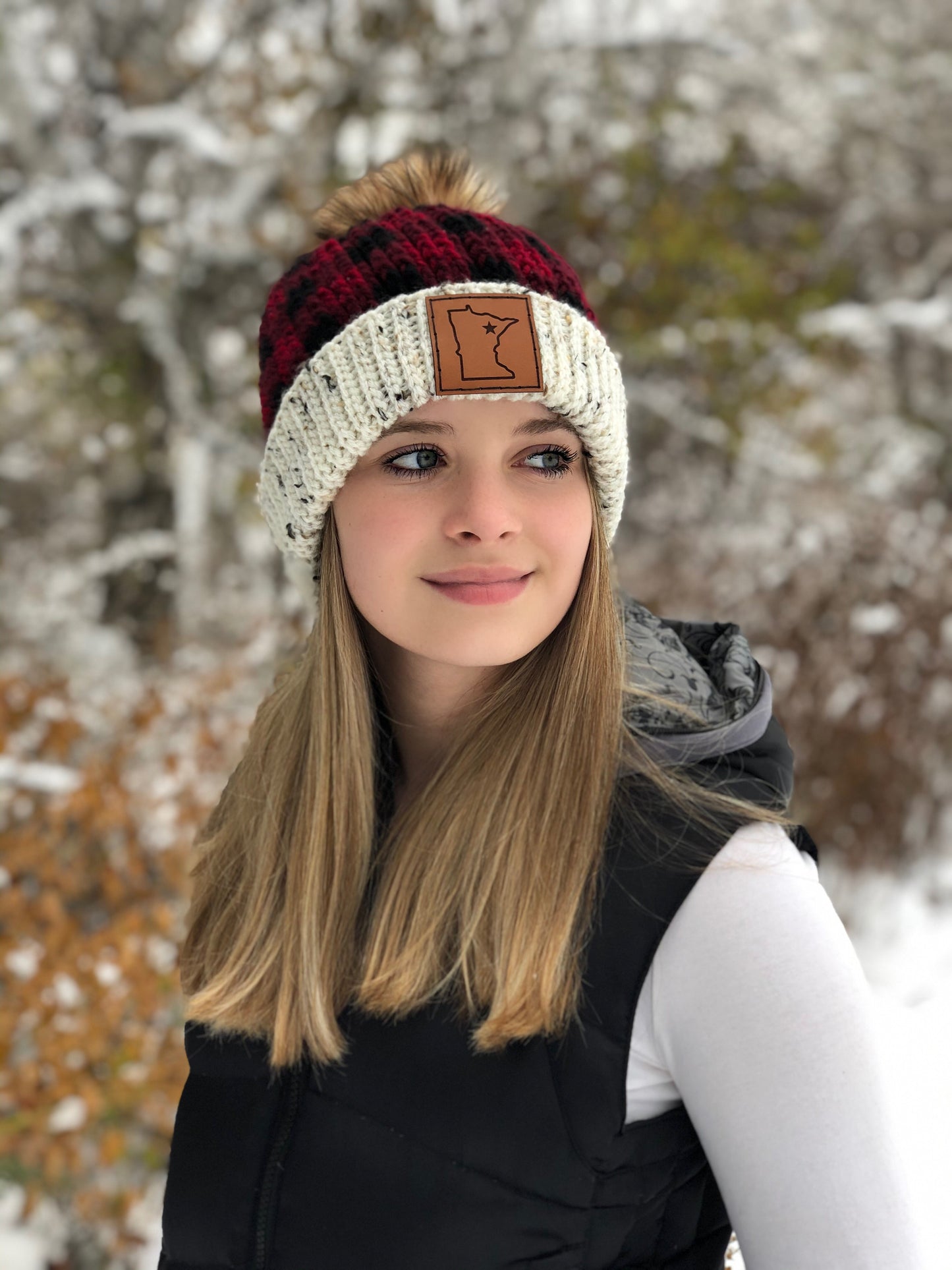 Leather Minnesota Patch for Hat (Various Options)