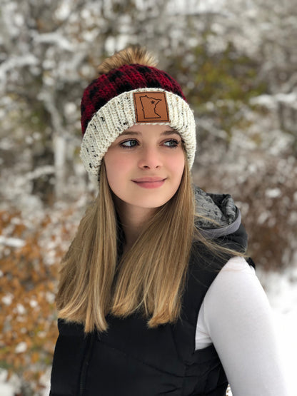 Leather Minnesota Patch for Hat (Various Options)