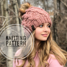 Load image into Gallery viewer, KNIT Pattern for Chain Links Slouch | Knit Hat Pattern | Hat Knitting Pattern | DIY Written Knit Instructions

