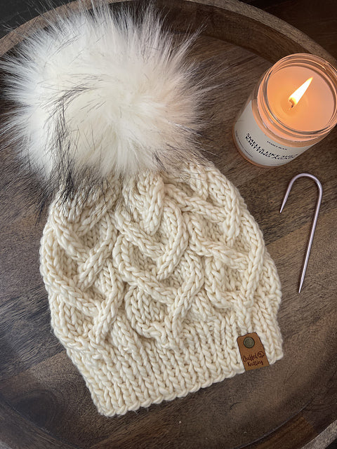 KNIT Pattern for Wandering Cables Beanie | Knit Hat Pattern | Hat Knitting Pattern | DIY Written Knit Instructions