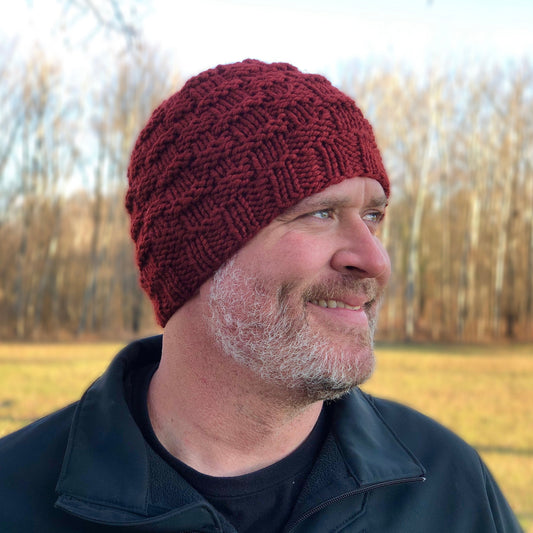 KNIT Pattern for Classic Men's Basket Weave Beanie | Knit Hat Pattern | Hat Knitting Pattern | DIY Written Knit Instructions