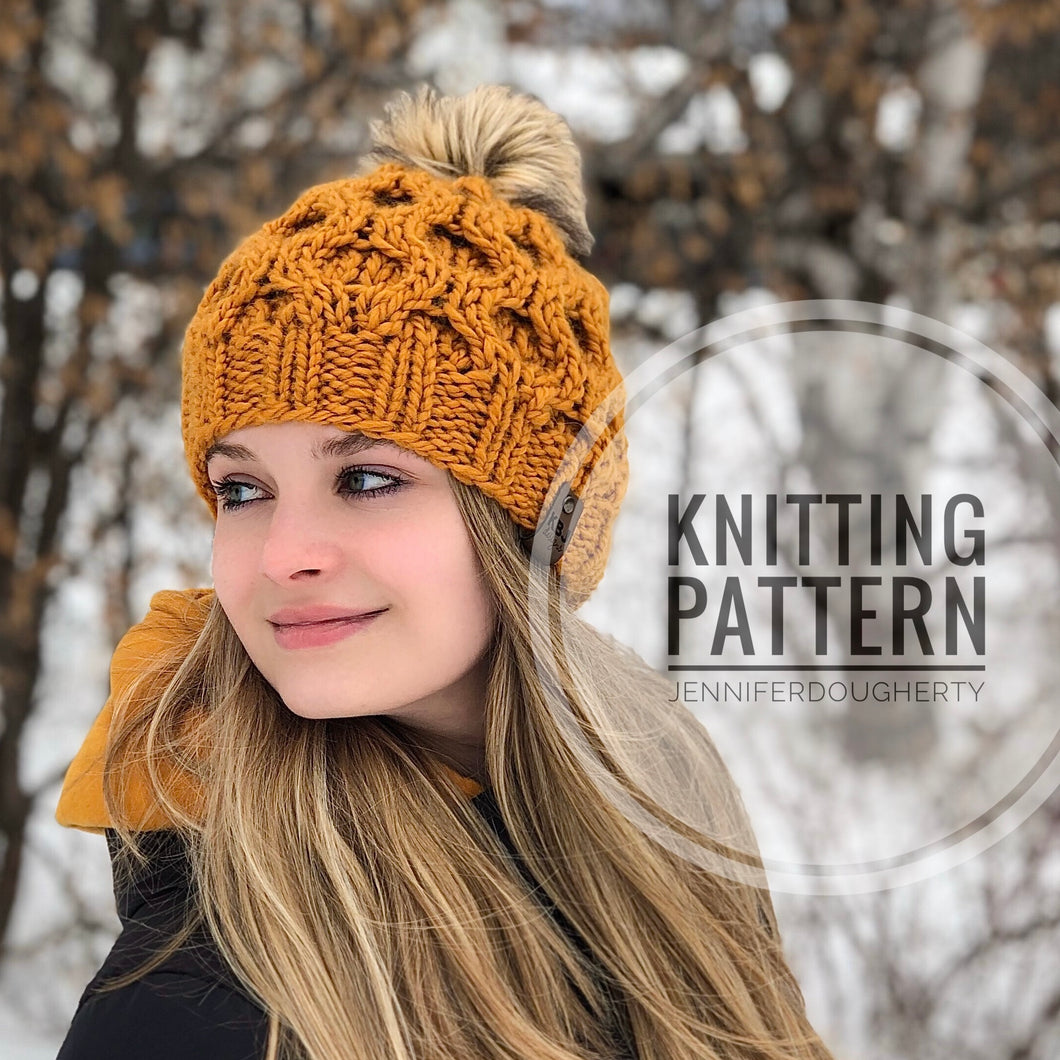 KNIT Pattern for Honeycomb Beanie | Knit Hat Pattern | Hat Knitting Pattern | DIY Written Knit Instructions