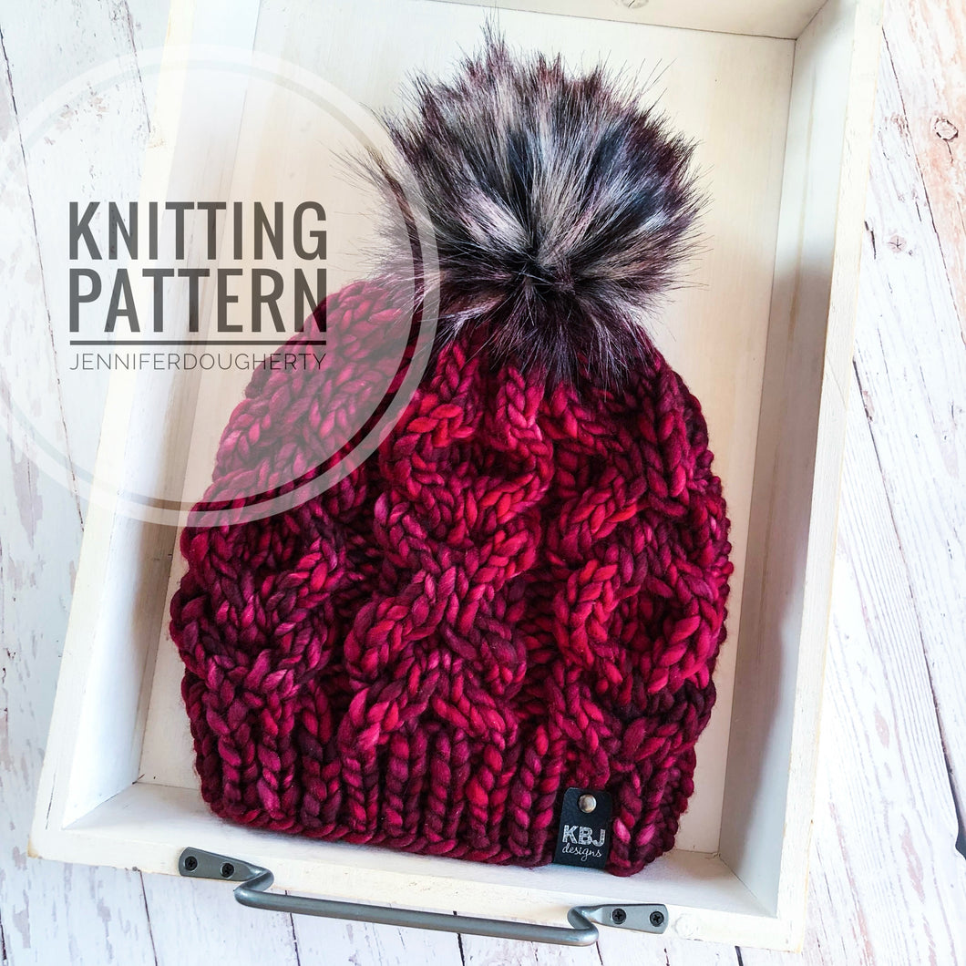 KNIT Pattern for Hugs & Kisses XOXO Hat | Knit Hat Pattern | Hat Knitting Pattern | DIY Written Knit Instructions