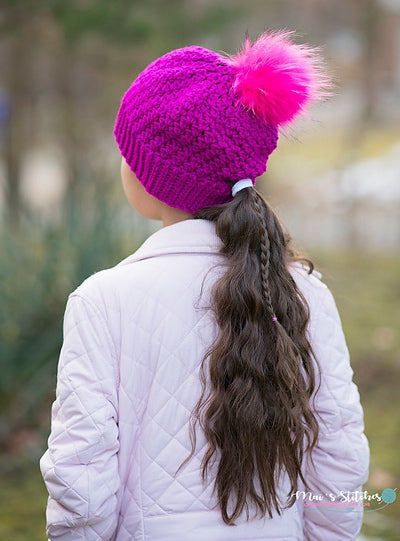 Crochet Pattern for Kaycee Ponytail or Messy Bun Beanie Hat (DIY Tutorial) | Crochet Hat Pattern | Hat Crocheting Pattern | DIY Written Crochet Instructions