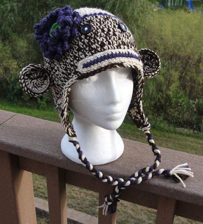 Crochet Pattern for Chunky Monkey Sock Monkey Hat | Crochet Hat Pattern | Hat Crocheting Pattern | DIY Written Crochet Instructions