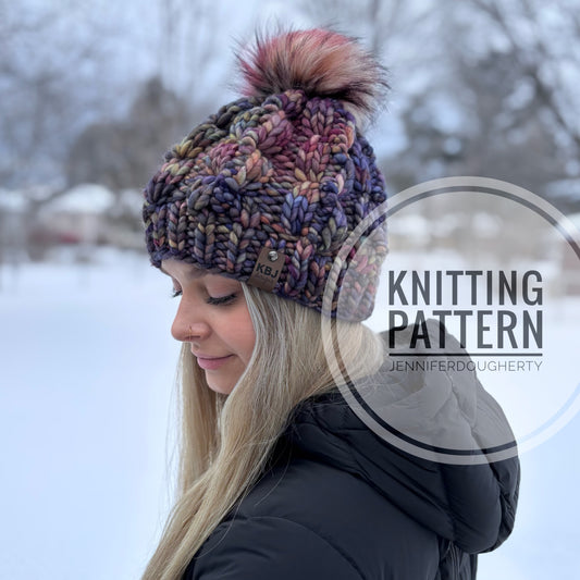 KNIT Pattern for Nordic Cable Link Beanie | Knit Hat Pattern | Hat Knitting Pattern | DIY Written Knit Instructions