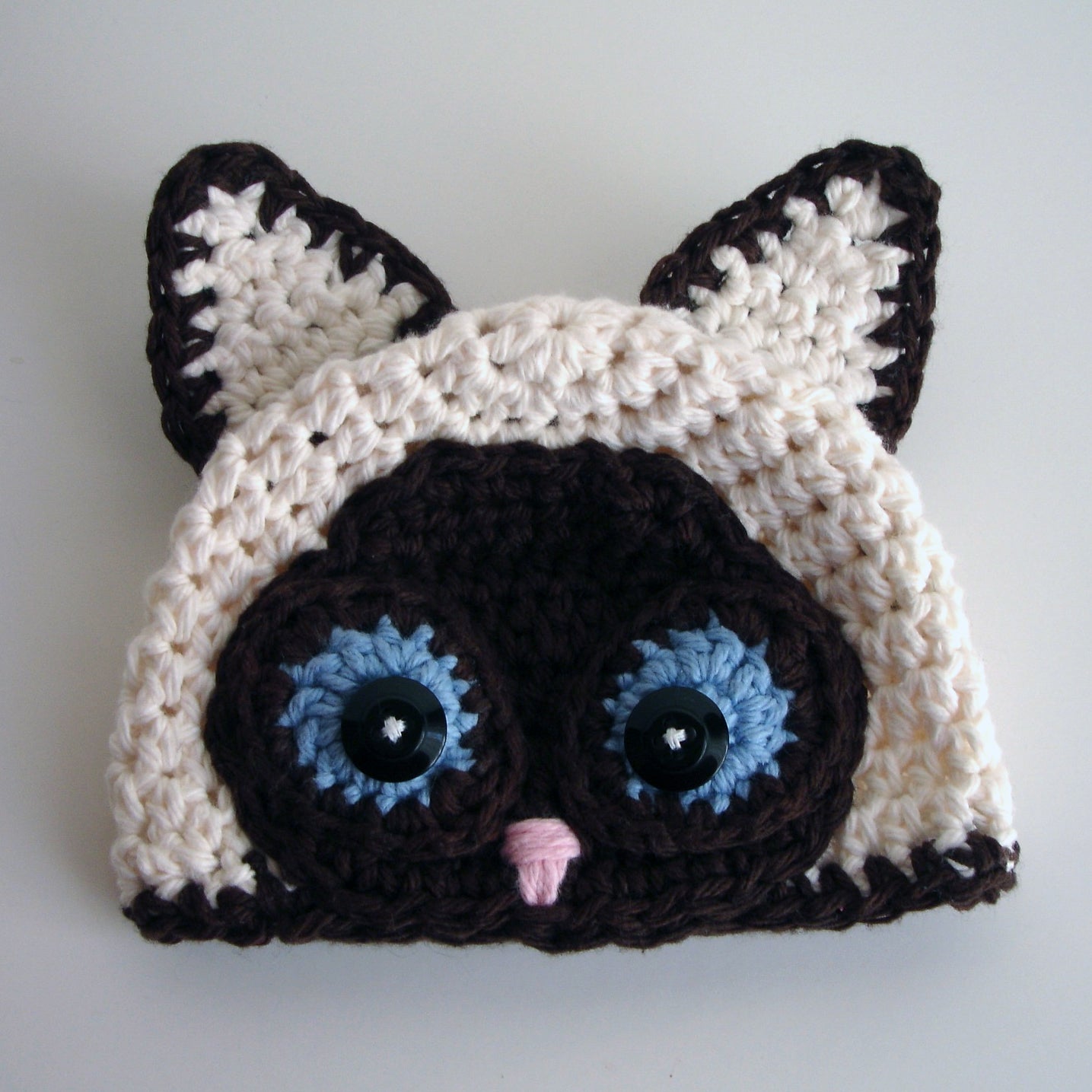 Crochet Pattern for Siamese Cat Hat | Crochet Hat Pattern | Hat Crocheting Pattern | DIY Written Crochet Instructions