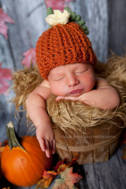 Crochet Pattern for Pumpkin Beanie | Crochet Hat Pattern | Hat Crocheting Pattern | DIY Written Crochet Instructions