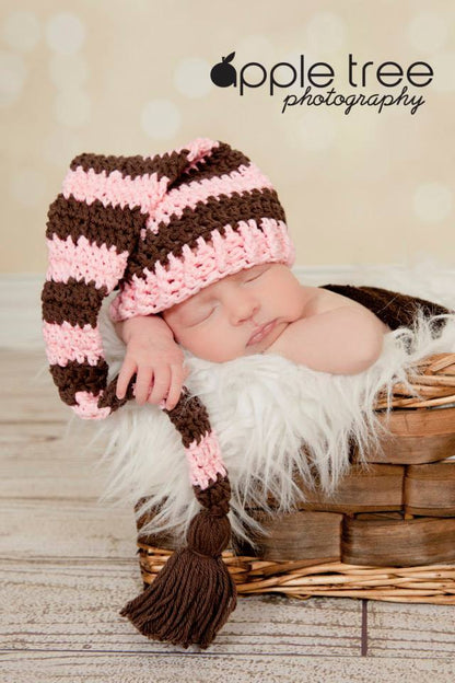 Crochet Pattern for Striped Stocking Cap, Santa or Elf Hat | Crochet Hat Pattern | Christmas Hat Crocheting Pattern | DIY Written Crochet Instructions
