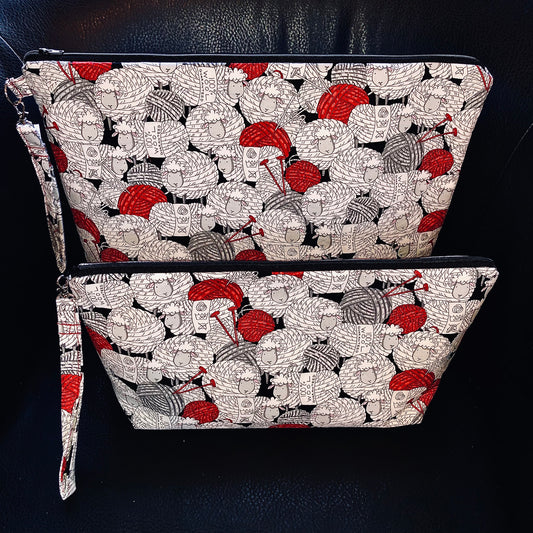 ORGANIZATION:  Handmade Project Bags | Medium and Large Project Bags | Sheep and Yarn Fabric |  Ball of Yarn Fabric | Knitting Fabric | Knitting Bag