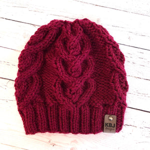 KNIT Pattern for Heart to Heart Beanie | Knit Hat Pattern | Hat Knitting Pattern | DIY Written Knit Instructions