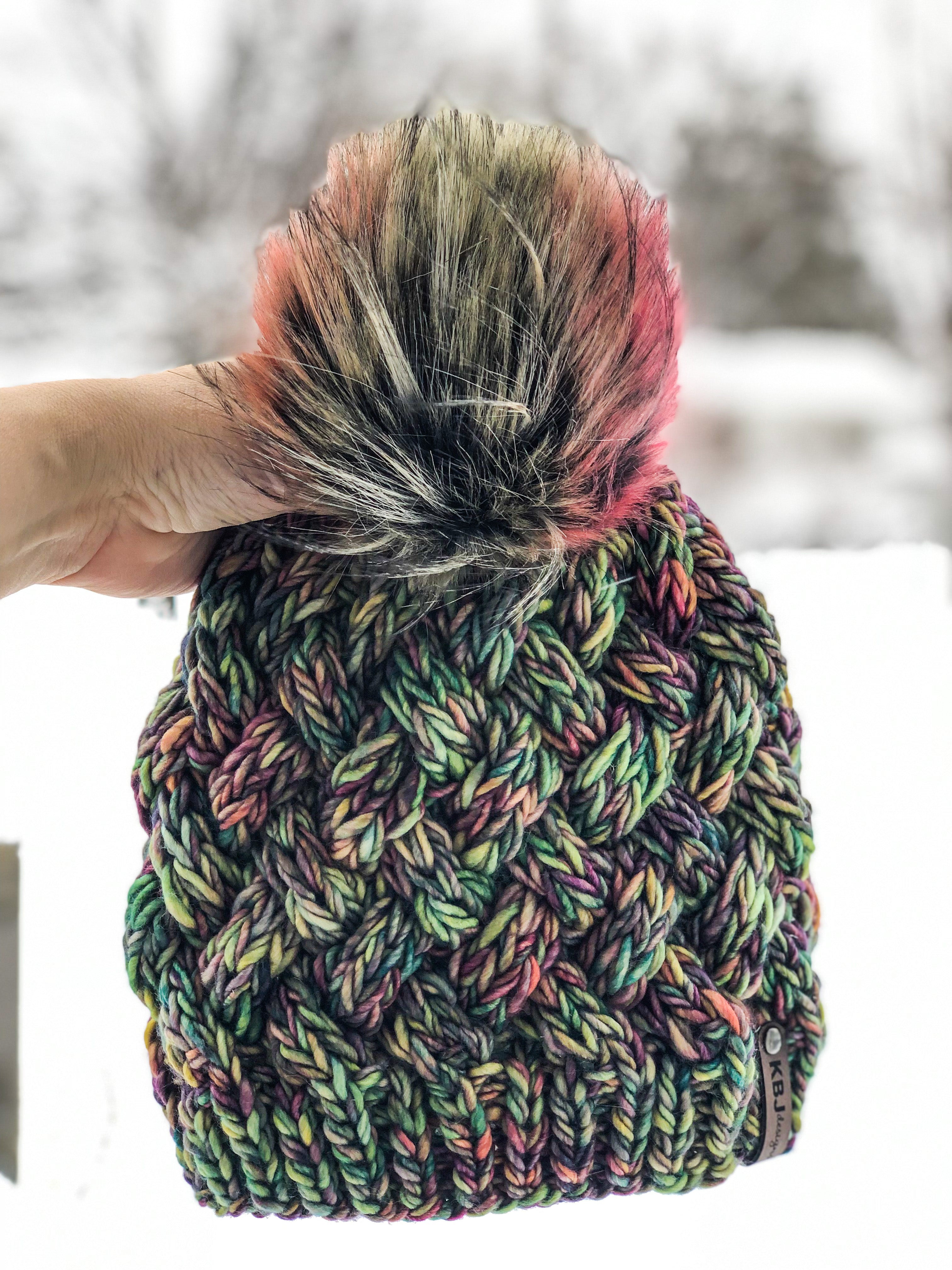 Adult Size Premium MERINO factory WOOL BEANIE Removable faux fur pompom // Handmade Wool hat for women // Merino beanie for women