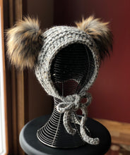 Load image into Gallery viewer, Child Double Pom Bonnet  | Premium Handmade | Detachable Faux Fur Pom Poms  |  Ready To Ship

