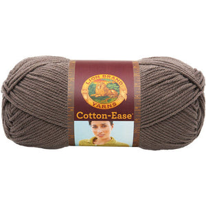 YARN (DISCONTINUED):  Lion Brand Cotton Ease #4 worsted weight yarn (individual skeins, stone or taupe)