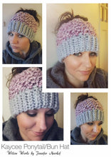 Load image into Gallery viewer, Crochet Pattern for Kaycee Ponytail or Messy Bun Beanie Hat (DIY Tutorial) | Crochet Hat Pattern | Hat Crocheting Pattern | DIY Written Crochet Instructions
