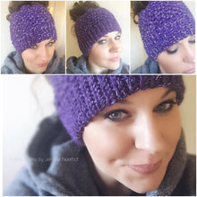 Load image into Gallery viewer, Crochet Pattern for Kaycee Ponytail or Messy Bun Beanie Hat (DIY Tutorial) | Crochet Hat Pattern | Hat Crocheting Pattern | DIY Written Crochet Instructions
