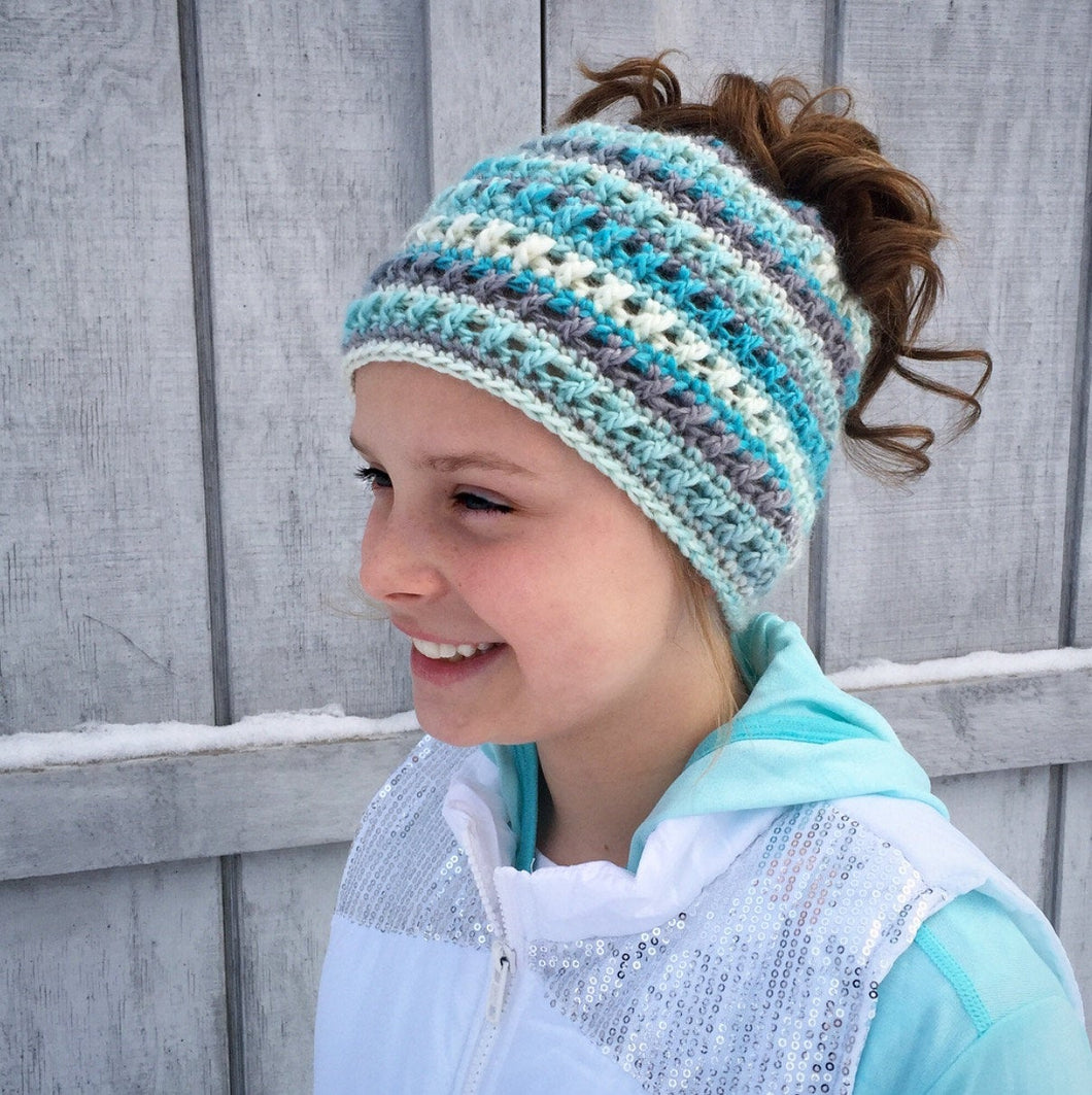 Crochet Pattern for Criss Cross Ponytail or Messy Bun Beanie Hat (DIY Tutorial) | Crochet Hat Pattern | Hat Crocheting Pattern | DIY Written Crochet Instructions