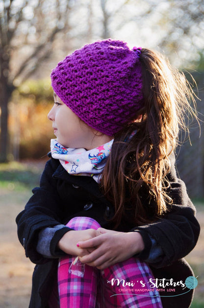 Crochet Pattern for Criss Cross Ponytail or Messy Bun Beanie Hat (DIY Tutorial) | Crochet Hat Pattern | Hat Crocheting Pattern | DIY Written Crochet Instructions