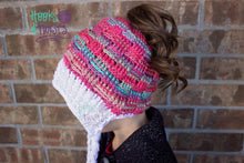 Load image into Gallery viewer, Crochet Pattern for Basket Weave Ponytail or Messy Bun Beanie Hat (DIY Tutorial) | Crochet Hat Pattern | Hat Crocheting Pattern | DIY Written Crochet Instructions
