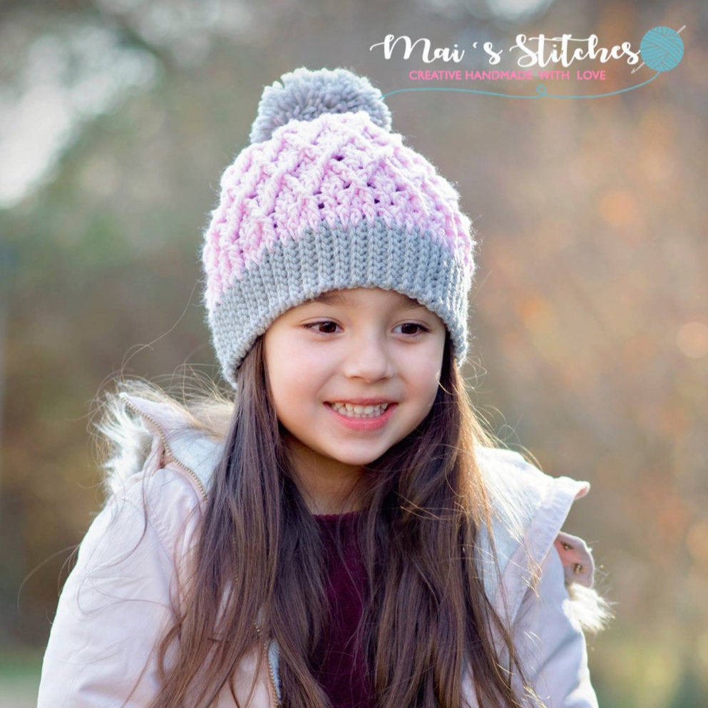 Crochet Pattern for Mini Harlequin Slouch, Ponytail, or Messy Bun Hat | Crochet Hat Pattern | Hat Crocheting Pattern | DIY Written Crochet Instructions