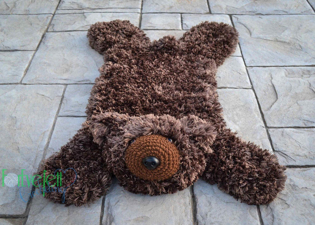 Crochet Pattern for Faux Bear Skin Nursery Rug or Photo Prop (DIY Tutorial) | Crochet Nursery Bear Rug Pattern | Bear Rug Crocheting Pattern | DIY Written Crochet Instructions