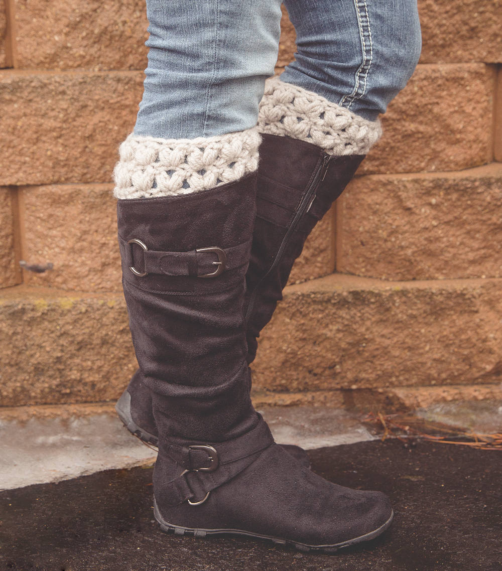 Crochet Pattern for Powder Puff Boot Cuffs | Crochet Boot Cuffs Pattern | Boot Cuff Crocheting Pattern | DIY Written Crochet Instructions