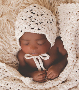 Crochet Pattern for Snow Flurry Baby Bonnet | Crochet Baby Bonnet Pattern | Baby Hat Crocheting Pattern | DIY Written Crochet Instructions