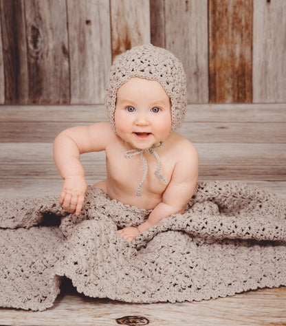 Crochet Pattern for Snow Flurry Baby Bonnet | Crochet Baby Bonnet Pattern | Baby Hat Crocheting Pattern | DIY Written Crochet Instructions