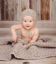 Load image into Gallery viewer, Crochet Pattern for Snow Flurry Baby Bonnet | Crochet Baby Bonnet Pattern | Baby Hat Crocheting Pattern | DIY Written Crochet Instructions
