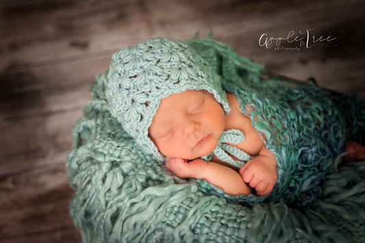 Crochet Pattern for Snow Flurry Baby Bonnet | Crochet Baby Bonnet Pattern | Baby Hat Crocheting Pattern | DIY Written Crochet Instructions