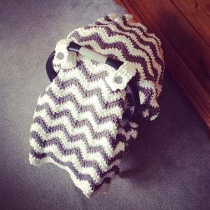 Crochet Pattern for Chunky Chevron Car Seat Canopy Cover | Crochet Car Seat Blanket Pattern | Car Seat Cover Crocheting Pattern | DIY Written Crochet Instructions