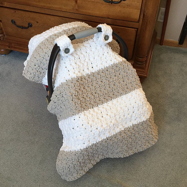 Crochet Pattern for Chunky Star Stitch Car Seat Canopy Cover | Crochet Car Seat Blanket Pattern | Car Seat Cover Crocheting Pattern | DIY Written Crochet Instructions