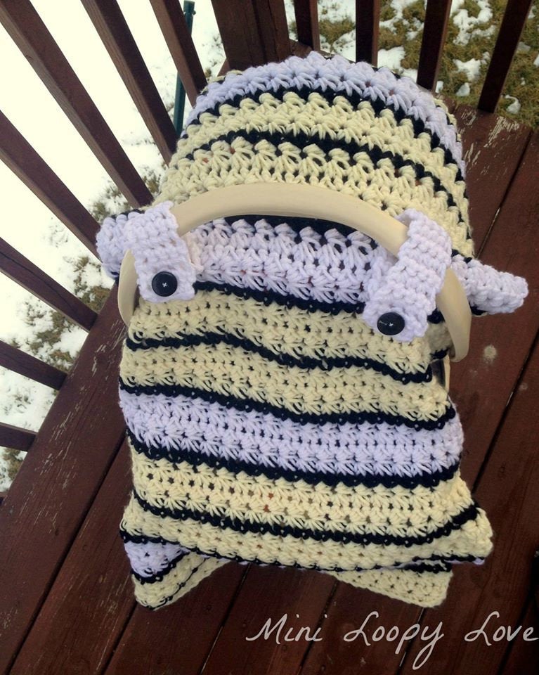 Crochet Pattern for Chunky Star Stitch Car Seat Canopy Cover | Crochet Car Seat Blanket Pattern | Car Seat Cover Crocheting Pattern | DIY Written Crochet Instructions
