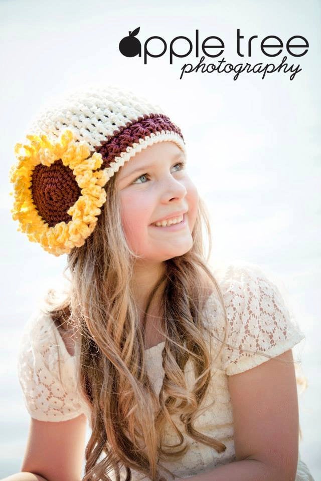 Crochet Pattern for Sunflower Beanie | Crochet Hat Pattern | Hat Crocheting Pattern | DIY Written Crochet Instructions