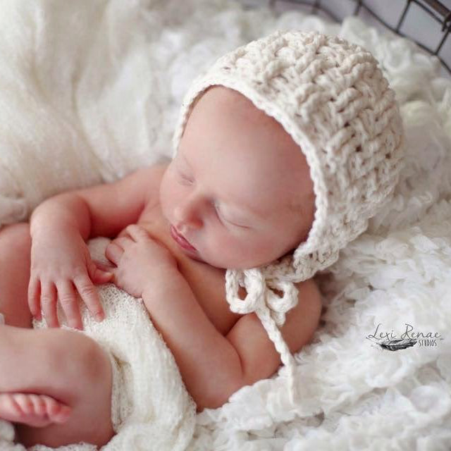 Crochet Pattern for Texture Weave Baby Bonnet | Crochet Baby Hat Pattern | Baby Bonnet Crocheting Pattern | DIY Written Crochet Instructions