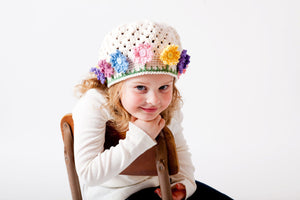 Crochet Pattern for Flower Garden Hat | Crochet Hat Pattern | Hat Crocheting Pattern | DIY Written Crochet Instructions