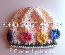 Load image into Gallery viewer, Crochet Pattern for Flower Garden Hat | Crochet Hat Pattern | Hat Crocheting Pattern | DIY Written Crochet Instructions
