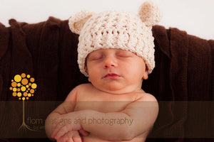 Crochet Pattern for Baby Bear Beanie | Crochet Baby Beanie Pattern | Baby Hat Crocheting Pattern | DIY Written Crochet Instructions