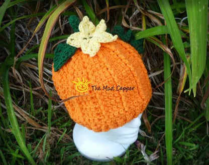Crochet Pattern for Pumpkin Beanie | Crochet Hat Pattern | Hat Crocheting Pattern | DIY Written Crochet Instructions