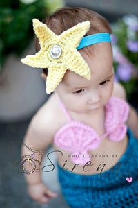 Crochet Pattern for Mermaid Headband with Starfish or Anemone Flower | Crochet Headband Pattern | Headband Crocheting Pattern | DIY Written Crochet Instructions