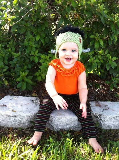 Crochet Pattern for Frankenstein Monster Hat | Crochet Hat Pattern | Hat Crocheting Pattern | DIY Written Crochet Instructions
