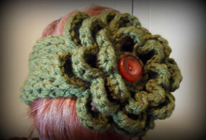 Crochet Pattern for Chunky Ribbed Ear Warmer Headband with Rose | Crochet Hat Pattern | Hat Crocheting Pattern | DIY Written Crochet Instructions