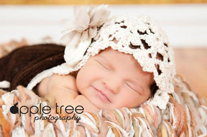 Crochet Pattern for Fleurette Baby Bonnet | Crochet Baby Bonnet Pattern | Baby Hat Crocheting Pattern | DIY Written Crochet Instructions