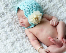 Load image into Gallery viewer, Crochet Pattern for Lacy Shells Baby Bonnet | Crochet Baby Bonnet Pattern | Baby Hat Crocheting Pattern | DIY Written Crochet Instructions
