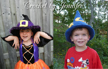 Load image into Gallery viewer, Crochet Pattern for Halloween Witch and Wizard Hat | Crochet Hat Pattern | Hat Crocheting Pattern | DIY Written Crochet Instructions
