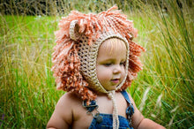 Load image into Gallery viewer, Crochet Pattern for Lion and Lioness Baby Bonnet | Crochet Baby Bonnet Pattern | Baby Hat Crocheting Pattern | DIY Written Crochet Instructions
