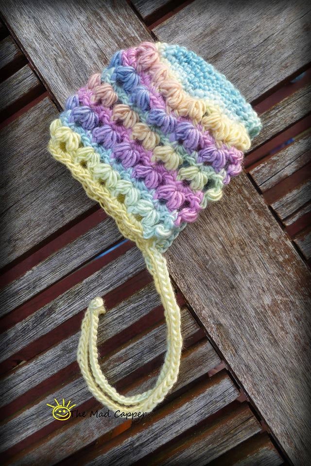 Crochet Pattern for Puff Stitch Baby Bonnet | Crochet Baby Bonnet Pattern | Baby Hat Crocheting Pattern | DIY Written Crochet Instructions