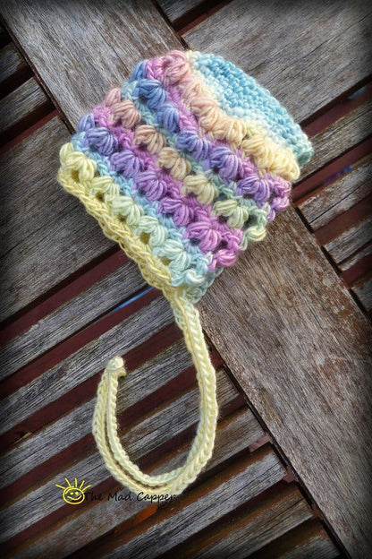 Crochet Pattern for Puff Stitch Baby Bonnet | Crochet Baby Bonnet Pattern | Baby Hat Crocheting Pattern | DIY Written Crochet Instructions