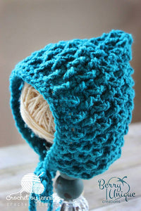 Crochet Pattern for Ripple Stitch Pixie Bonnet | Crochet Baby Bonnet Pattern | Baby Hat Crocheting Pattern | DIY Written Crochet Instructions