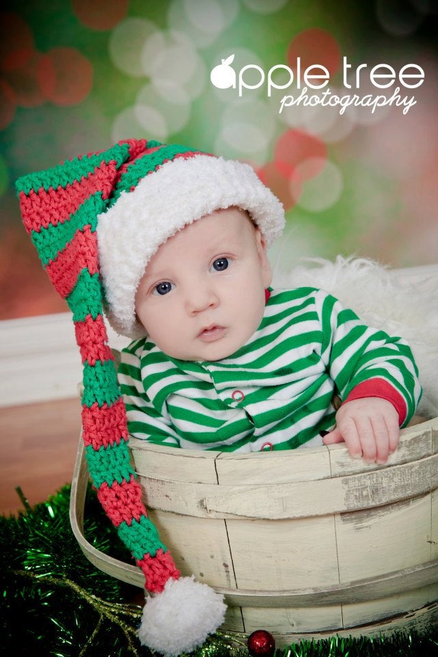 Crochet Pattern for Striped Stocking Cap, Santa or Elf Hat | Crochet Hat Pattern | Christmas Hat Crocheting Pattern | DIY Written Crochet Instructions